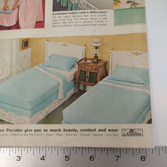 1958 Cannon Combspun Percale Bed Sheets Vtg Magazine Print Ad Pastel Retro Decor - Picture 6 of 8